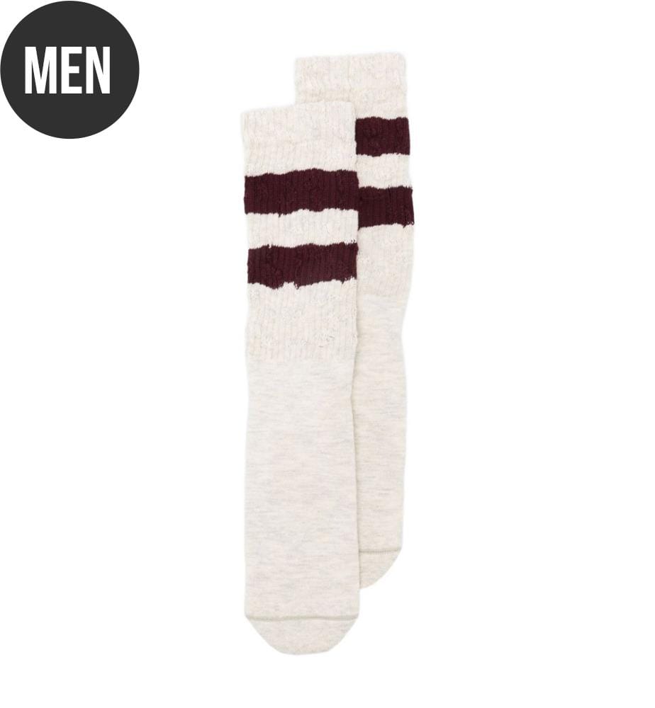 Gestreifte Socken aus Baumwolle - Hellgrau und Bordeaux