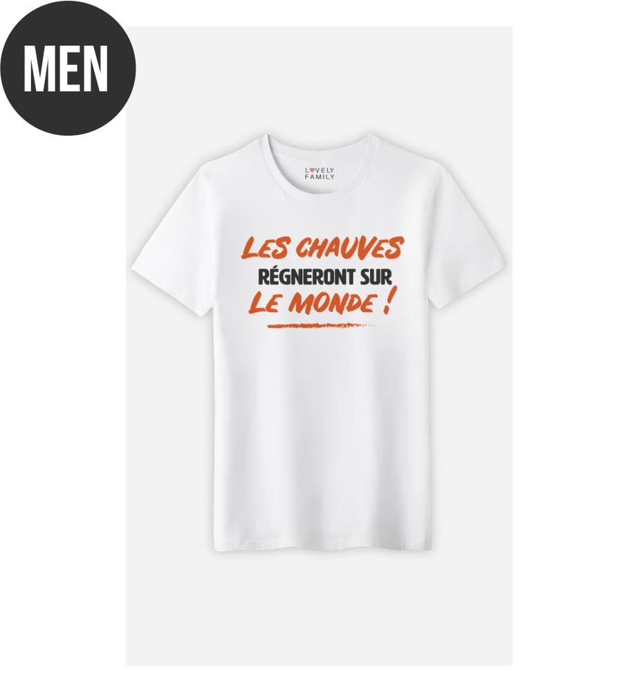 Weisses T-Shirt „Les Chauves Regneront“