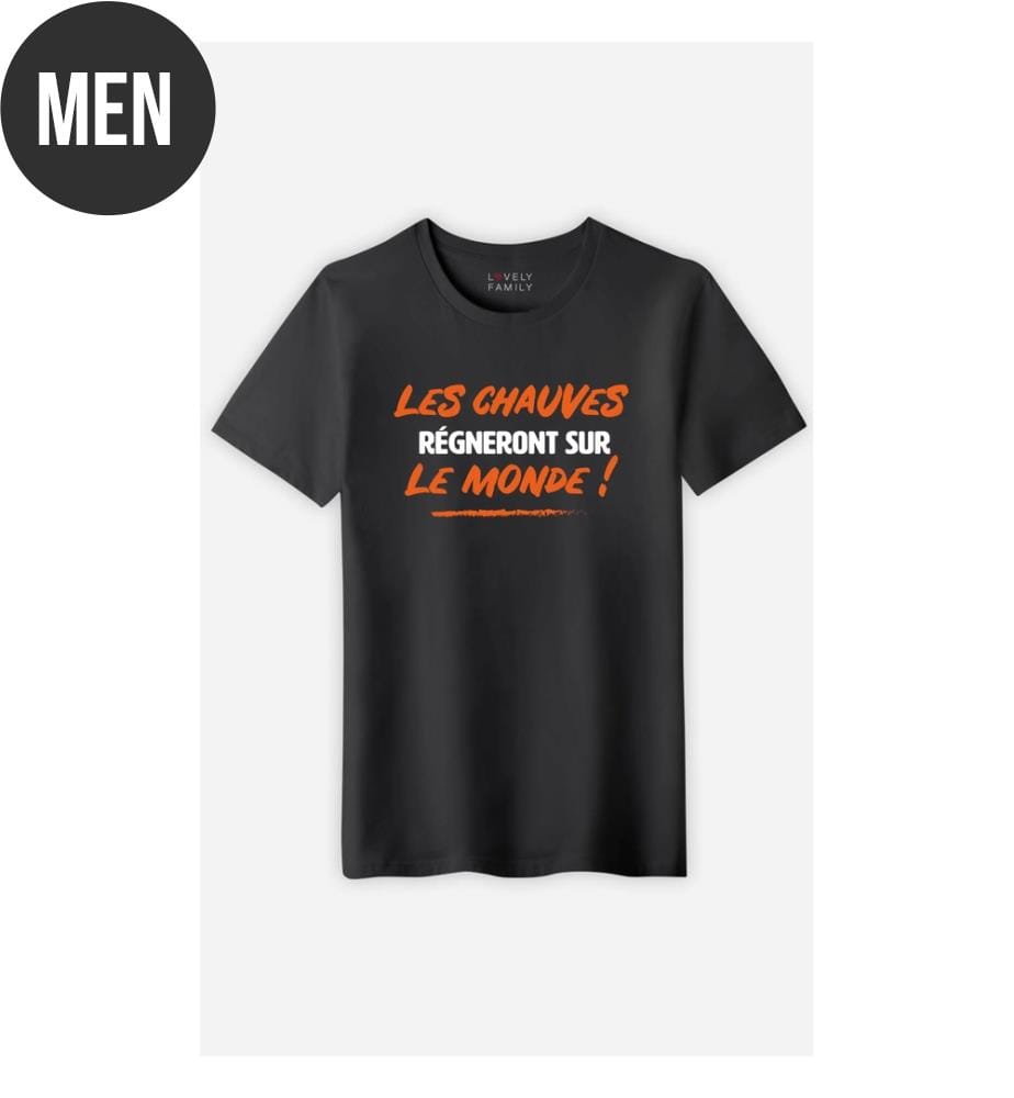 Schwarzes T-Shirt „Les Chauves Regneront“