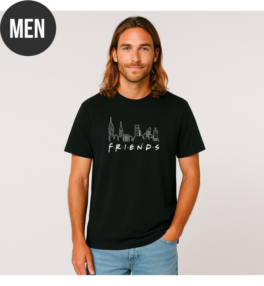 Schwarzes T-Shirt mit „Friends“-Logo, NYC