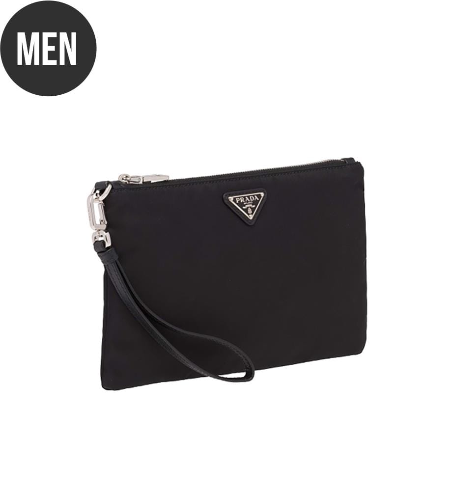 Tasche aus Re-Nylon und Saffiano-Leder – Schwarz