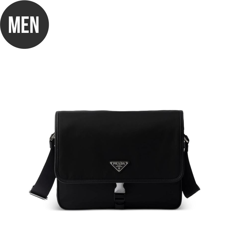 Borsa a tracolla con fibbia Re-Nylon - Nera