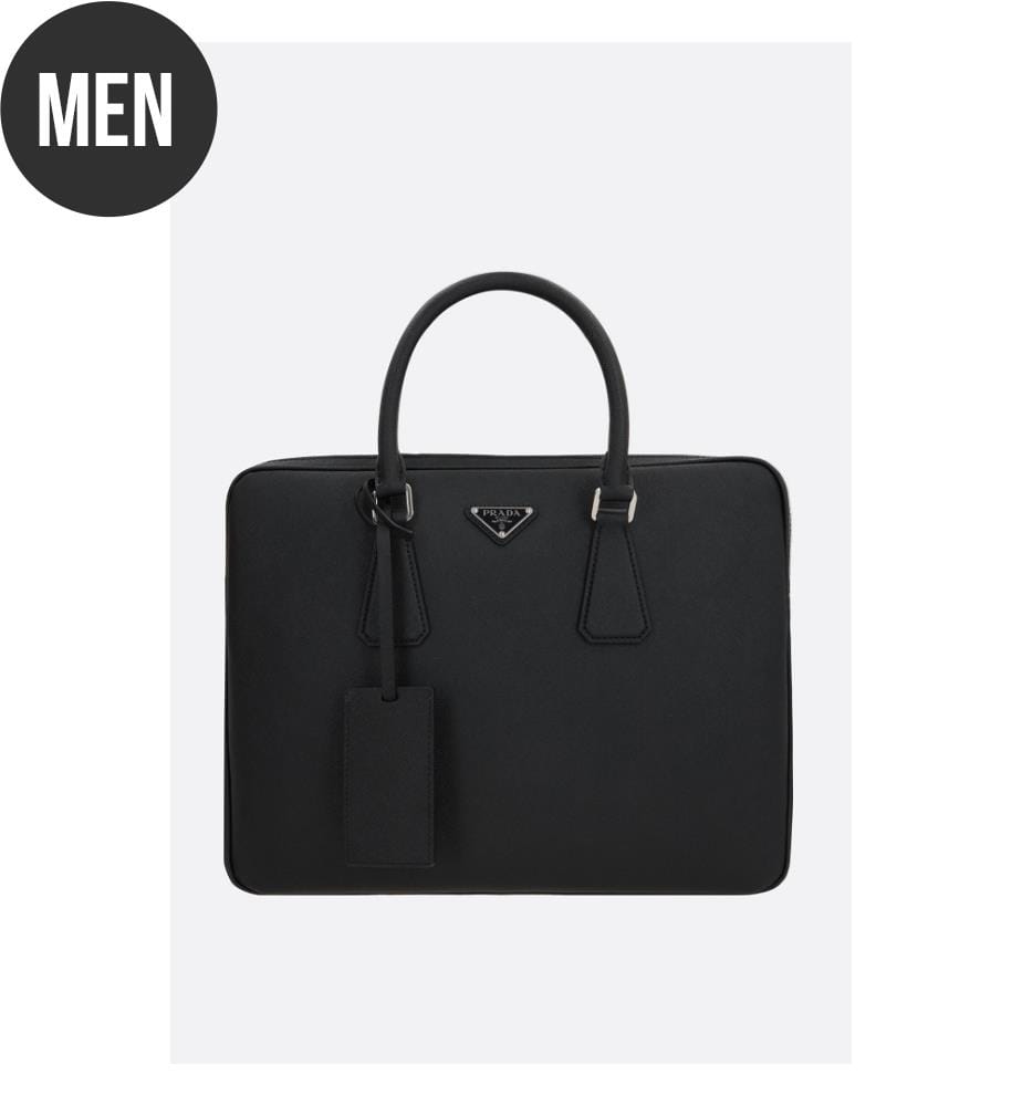 Sac d'affaires en cuir Saffiano - Noir