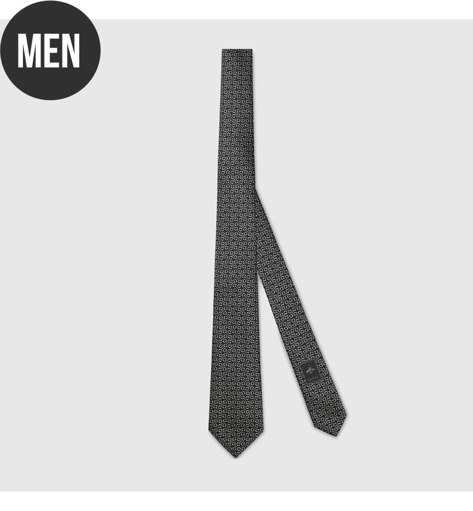 Krawatte aus Seidenjacquard - Schwarz und Weiss