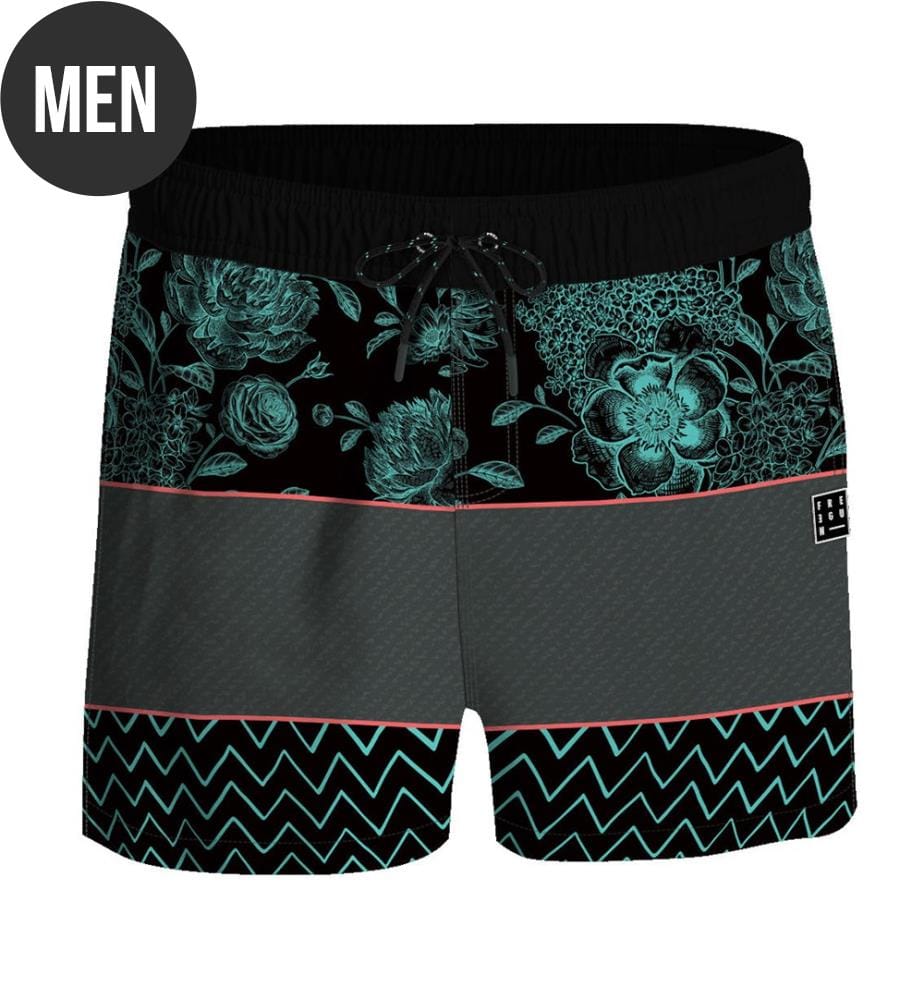 Sharpie-Badeshorts – Schwarz und Türkis