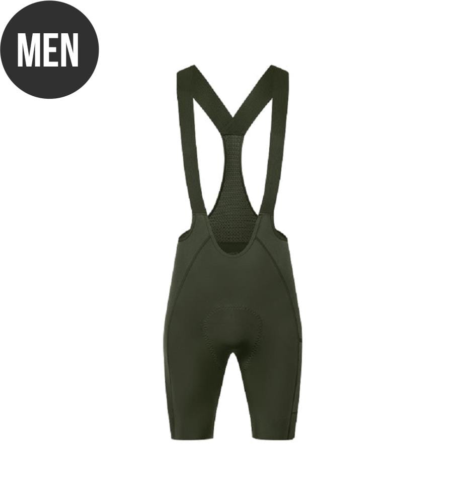 LuZheng kurze Radhose mit Trägern und Elastic Interface®-Sitzpolster - Grün