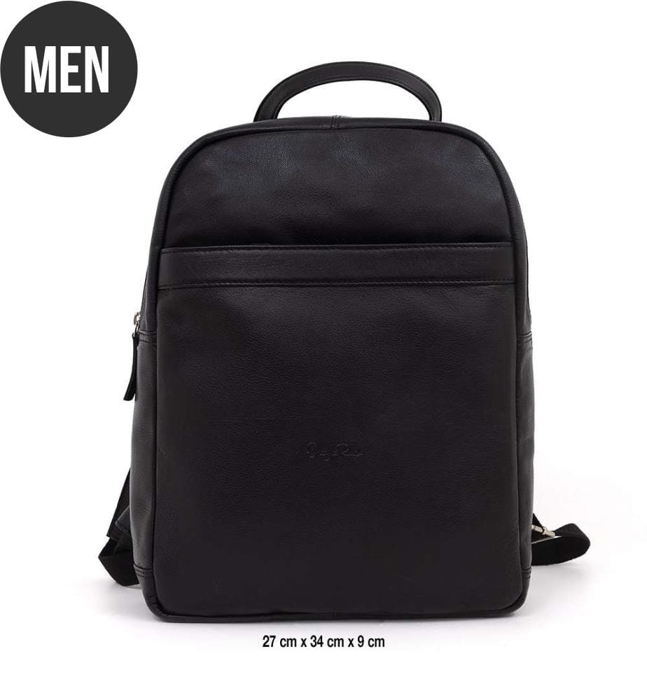 Schwarzer Lederrucksack
