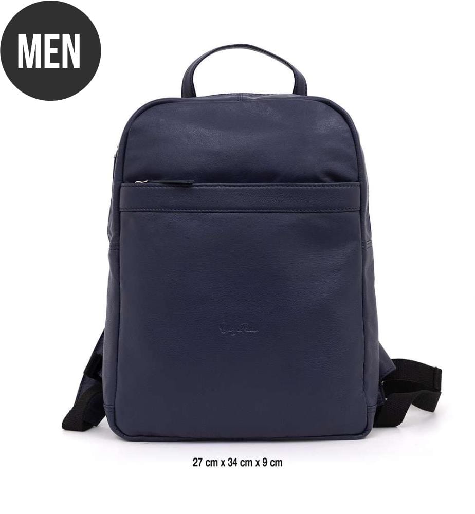 Blauer Lederrucksack