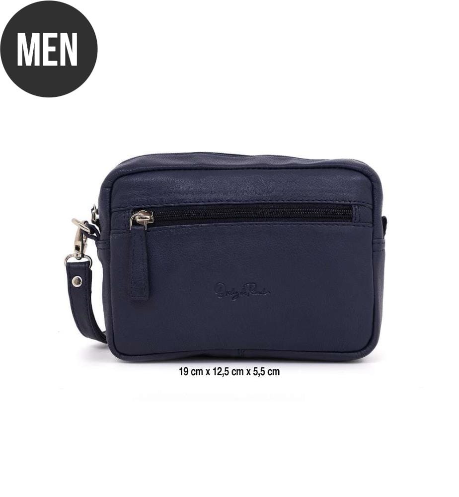 Blaue Ledertasche