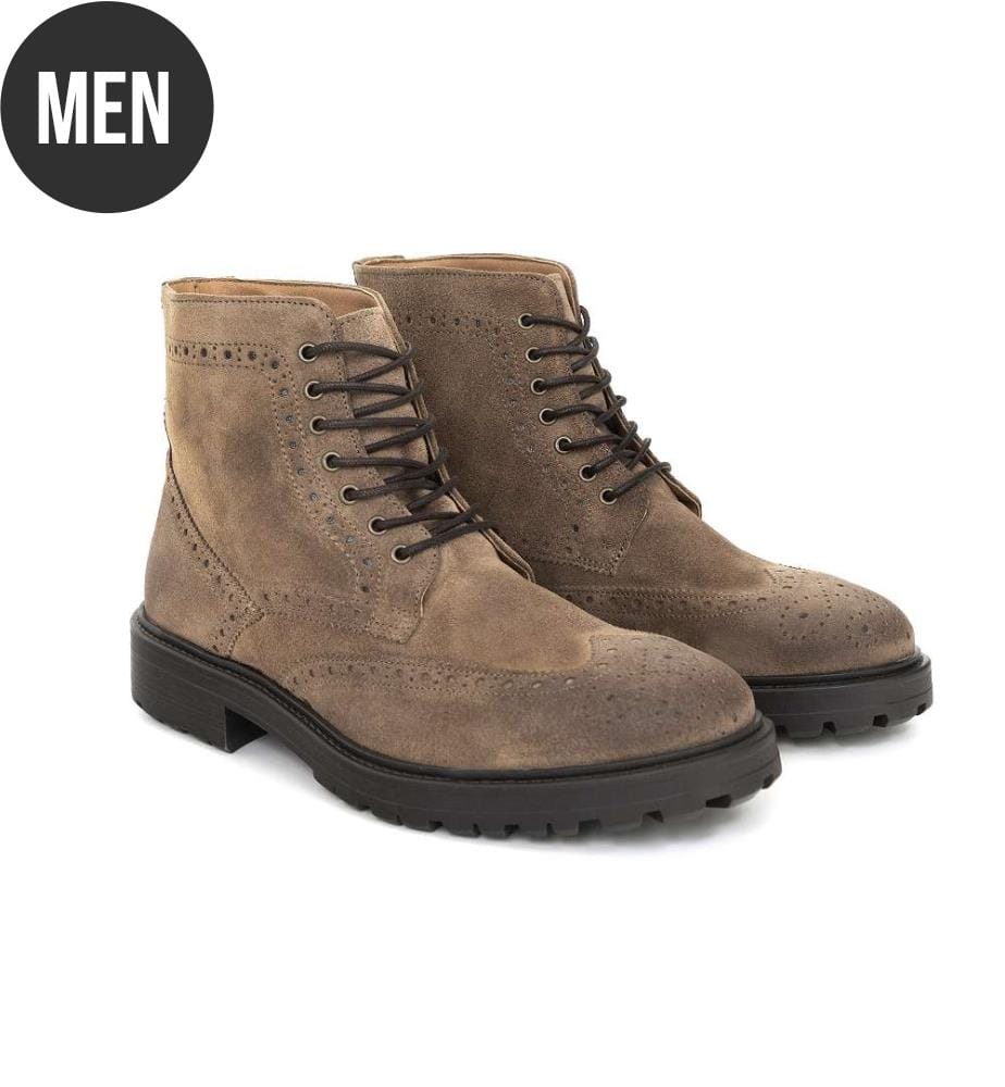 Stiefel aus Wildleder - Beige