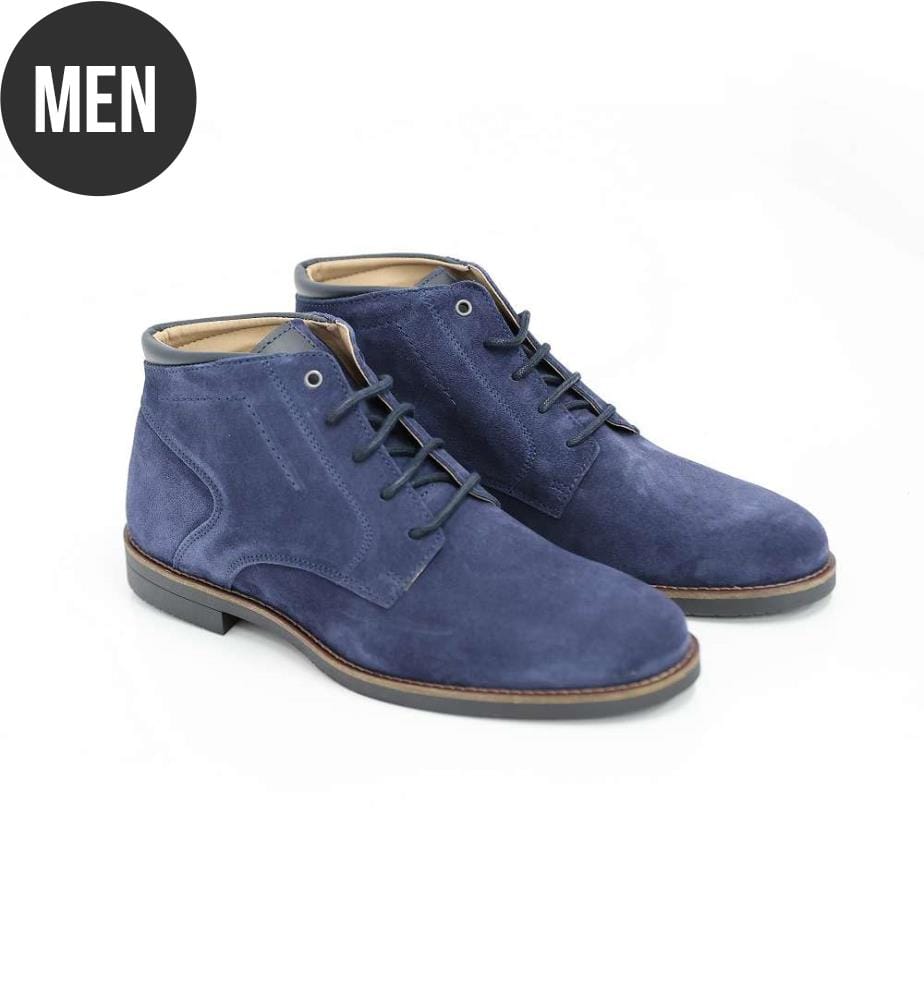 Blaue Veloursleder-Chelsea-Stiefel