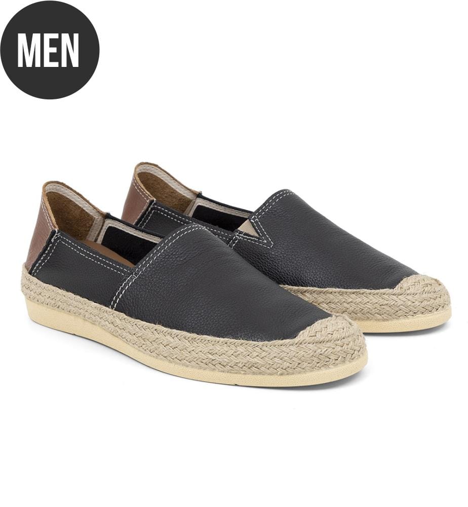 Espadrille aus Leder - Schwarz