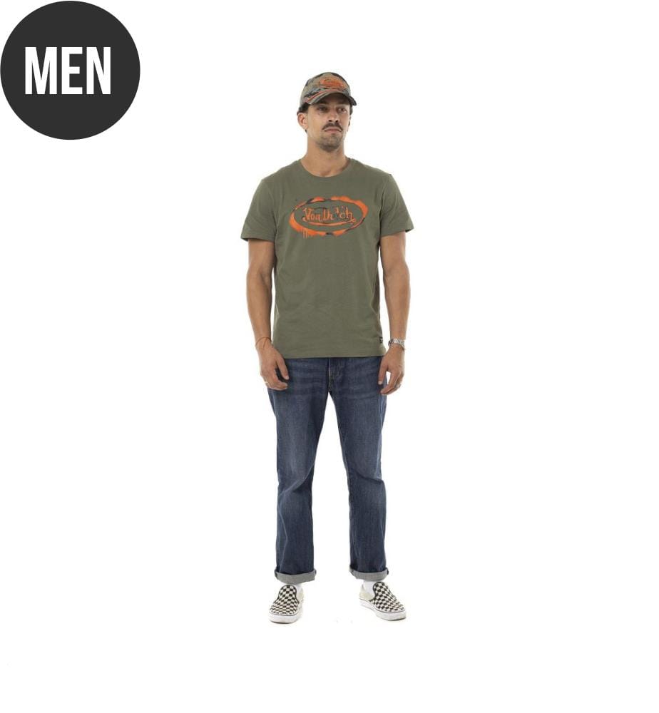 T-shirt - Khaki Green / Orange