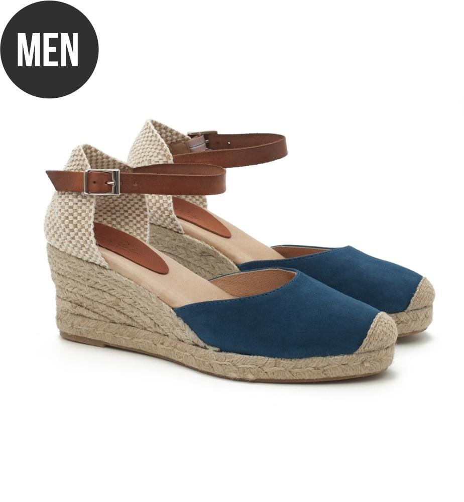 Espadrilles aus Wildleder und glattem Leder - Blau