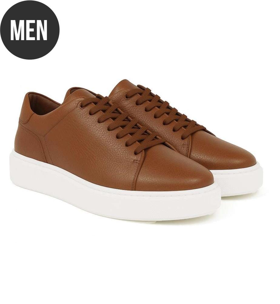 Hellbraune Leder-Sneakers