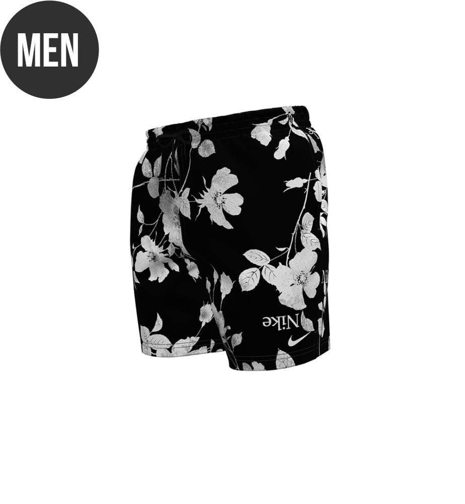 Boxer da bagno Fine Floral Uomo 7" Volley - Nero