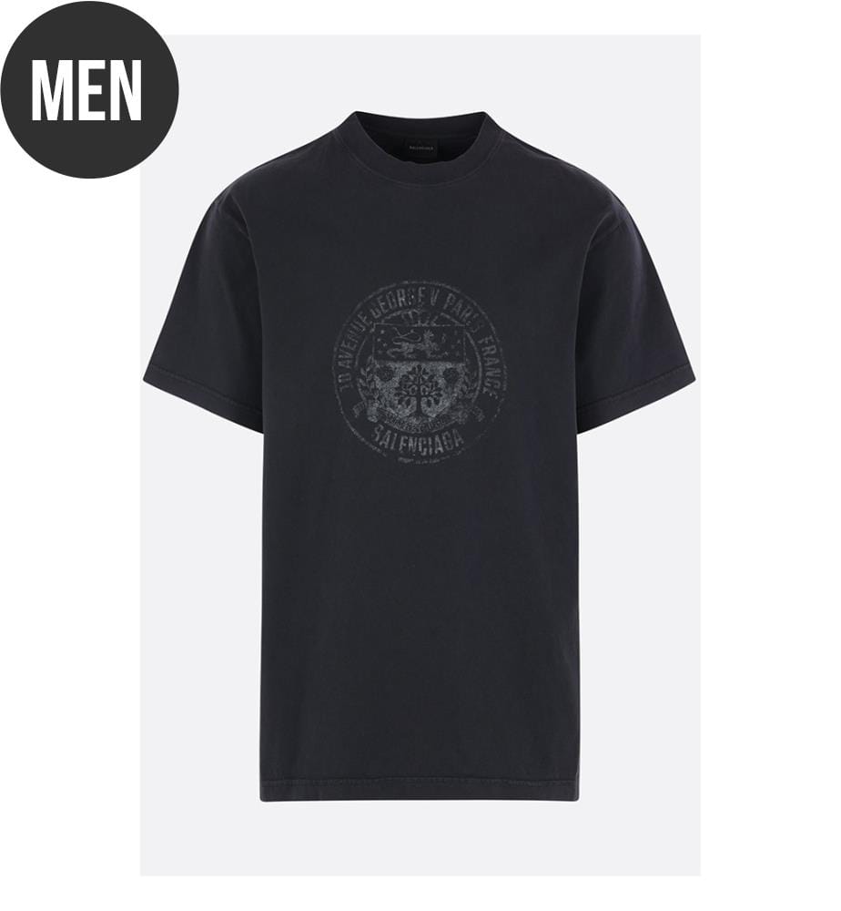 T-shirt en coton - Noir délavé et délavé