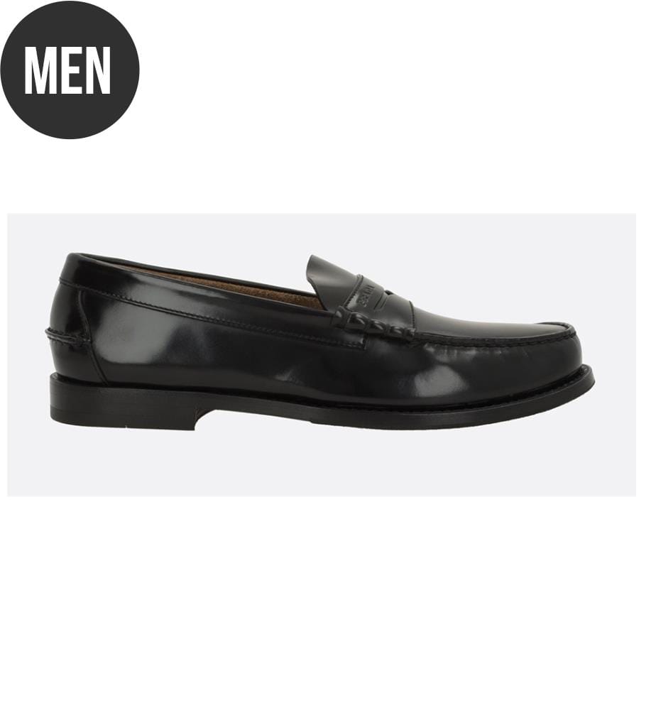 Brushed Leather Loafers - Black