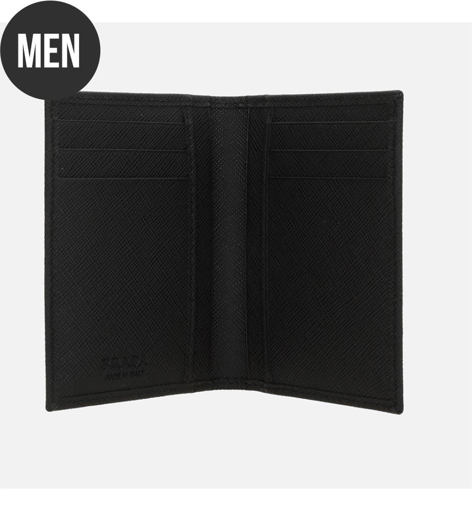 Porte-cartes billfold en cuir Saffiano - Noir