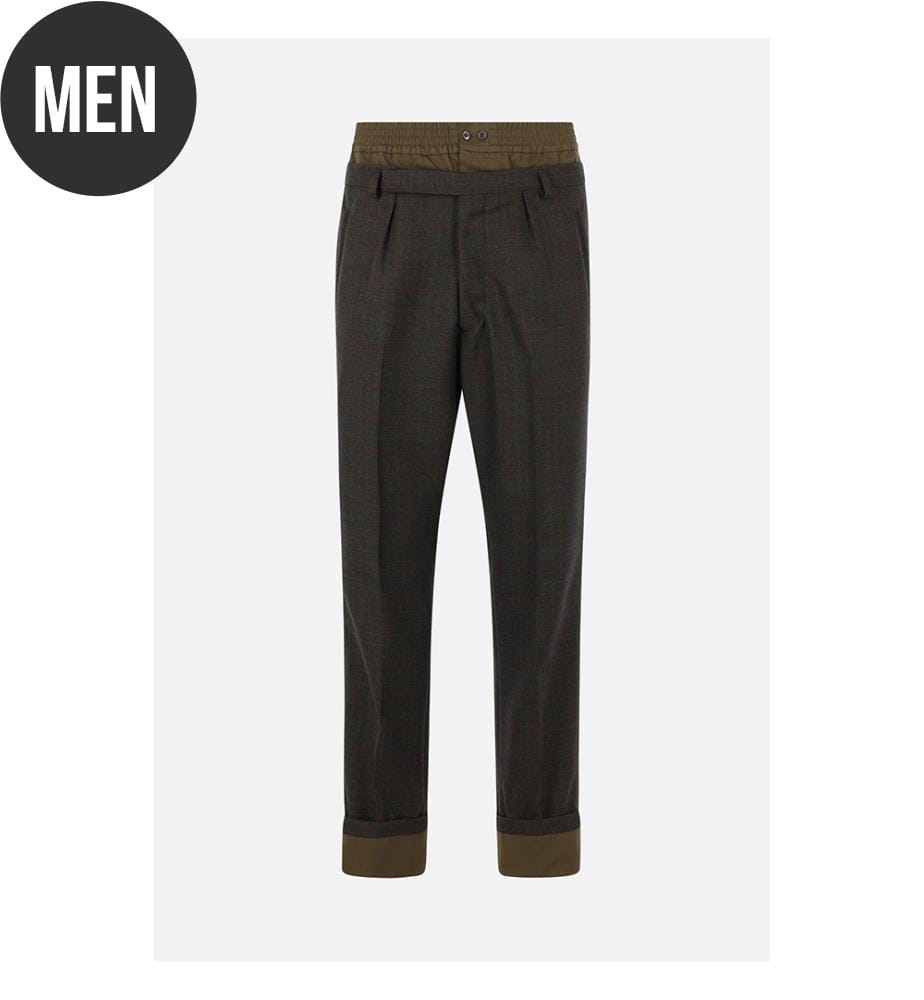 Pantalon en laine à carreaux - Vert forêt