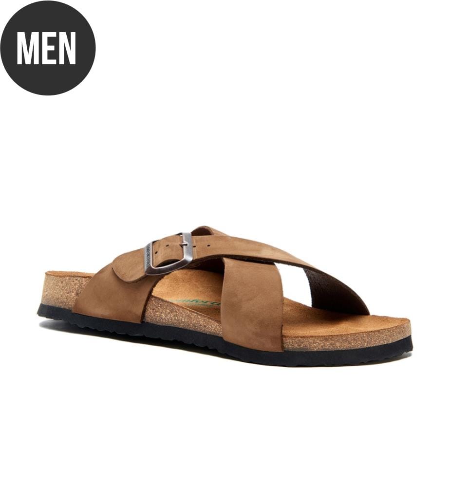Ledersandalen mit anatomisch geformtem Korkfussbett - Sand-Nubuk