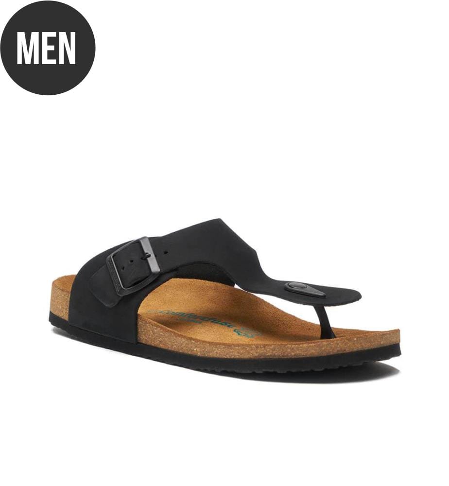 Ledersandalen mit anatomisch geformtem Korkfussbett - Schwarz