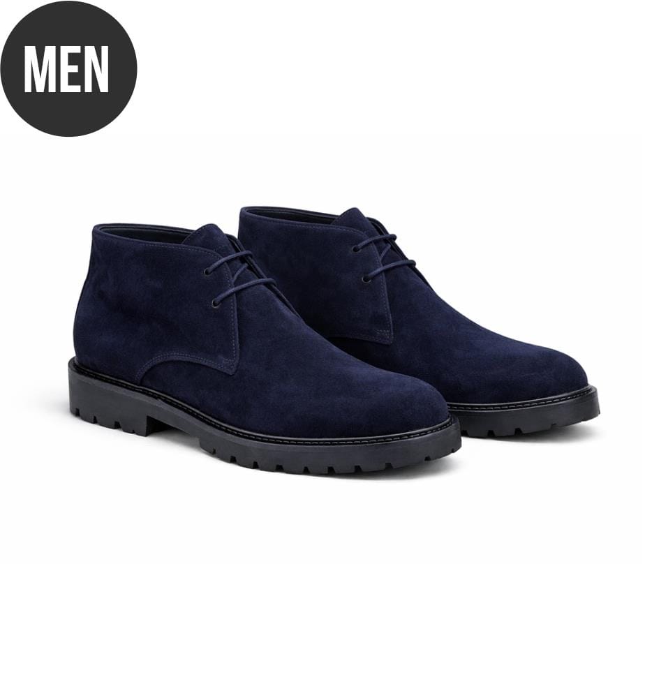 Blaue Wildlederstiefel