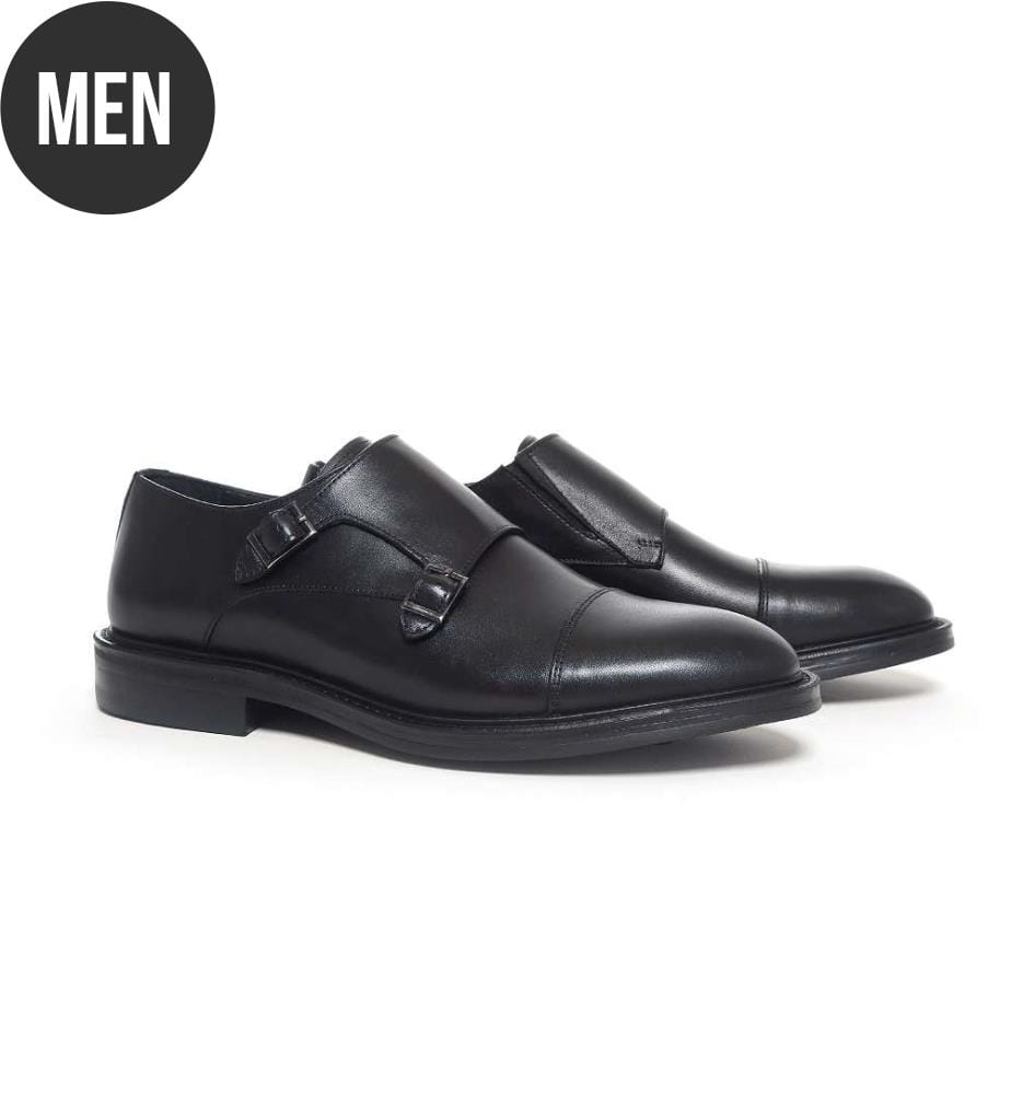 Monkstrap en cuir - Noir