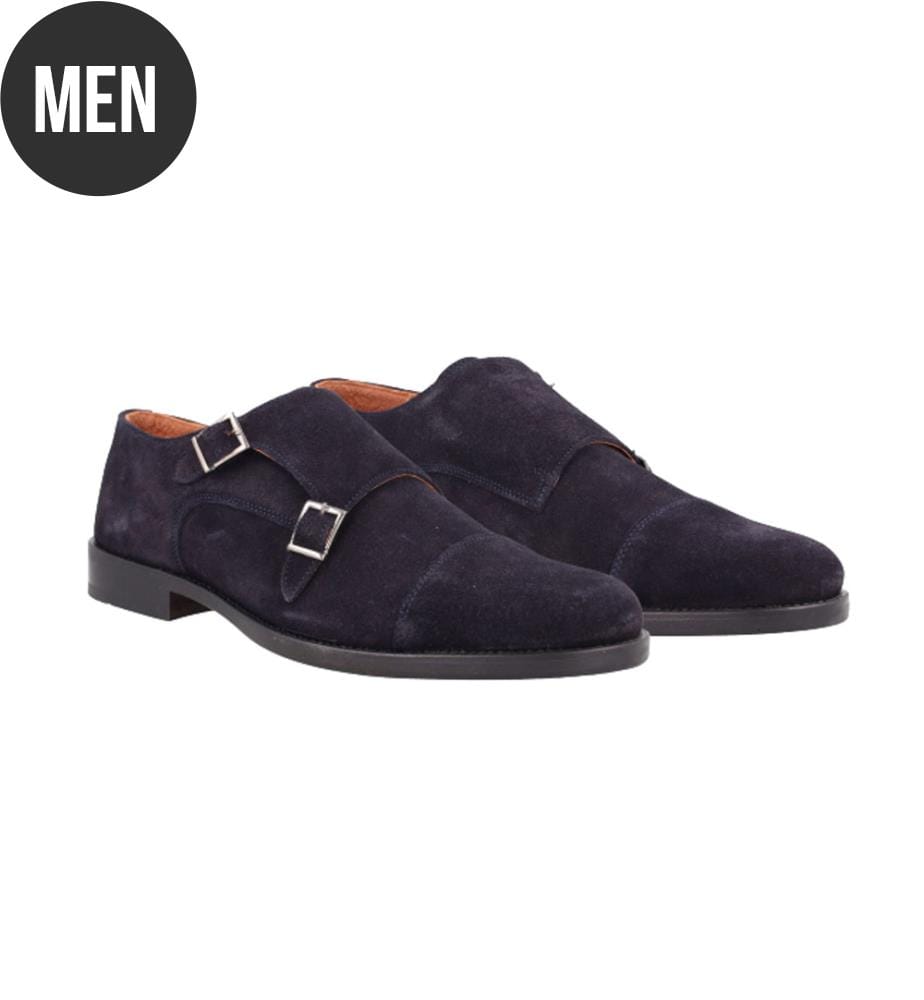Blauer Wildleder-Monkstrap