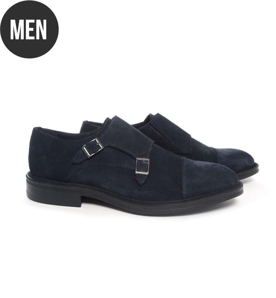 Monkstrap en daim - Bleu