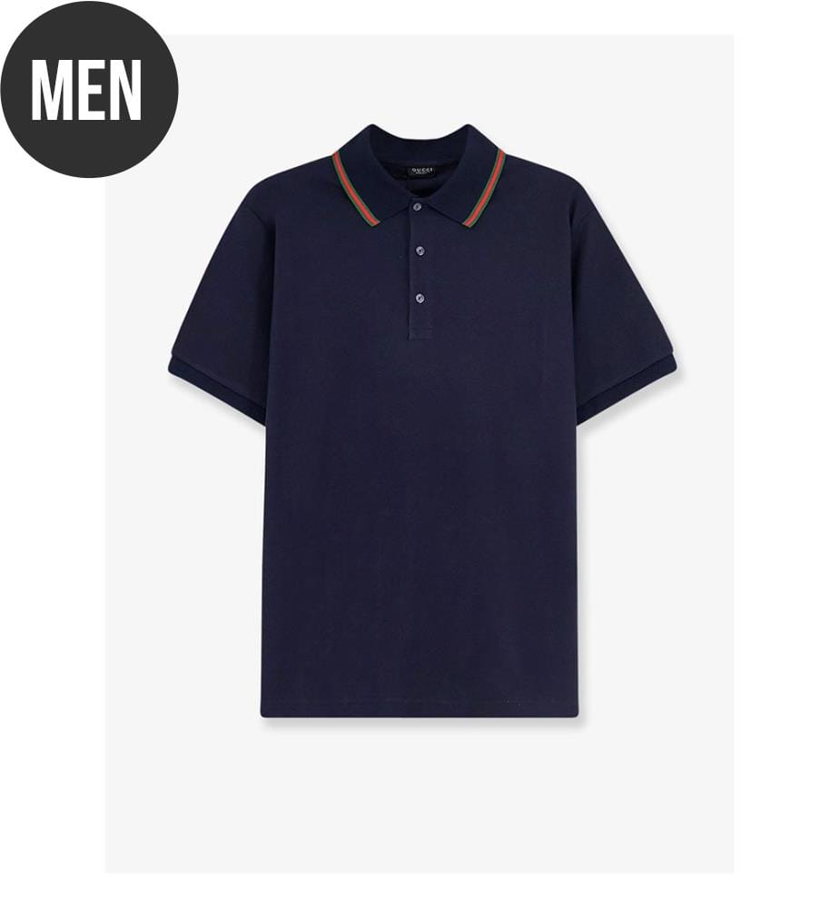 Web-Collar Polo Shirt - Blue