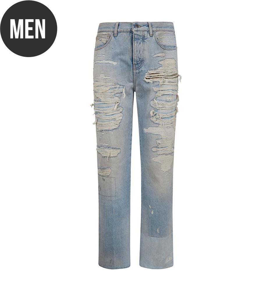 Jeans "Repaired" a zampa - Blu