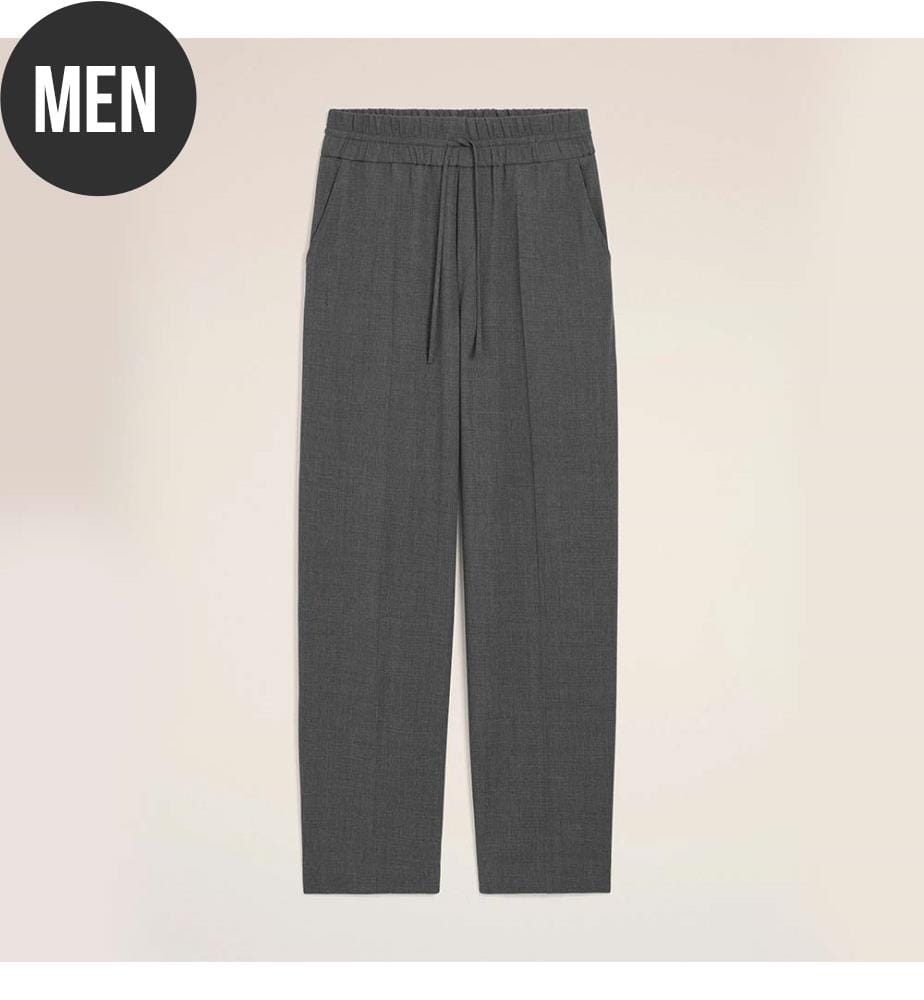 Graue Wollhose mit elastischem Bund – Grau