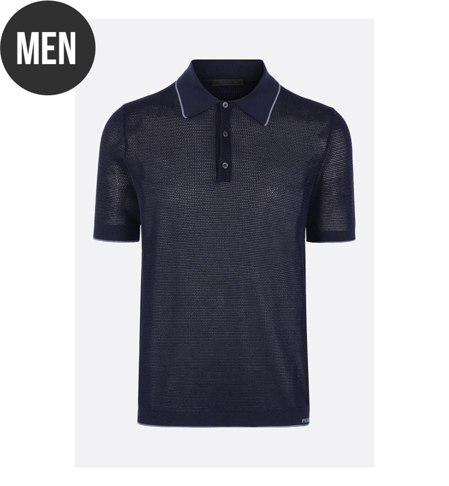 Silk and Cotton Polo Shirt - Blue