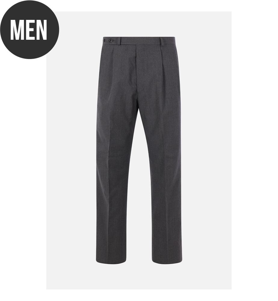 Pantalons en laine et en coton - Gris ardoise