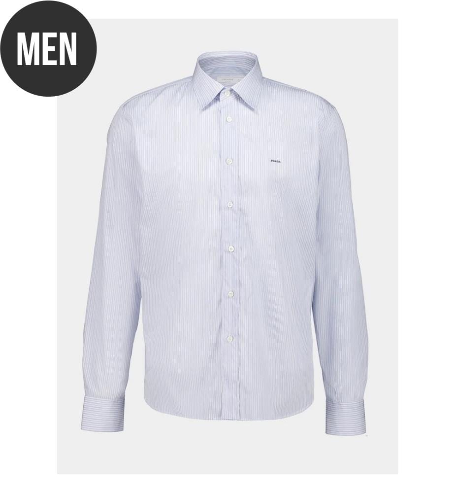 Camicia a righe in popeline - Blu e bianco