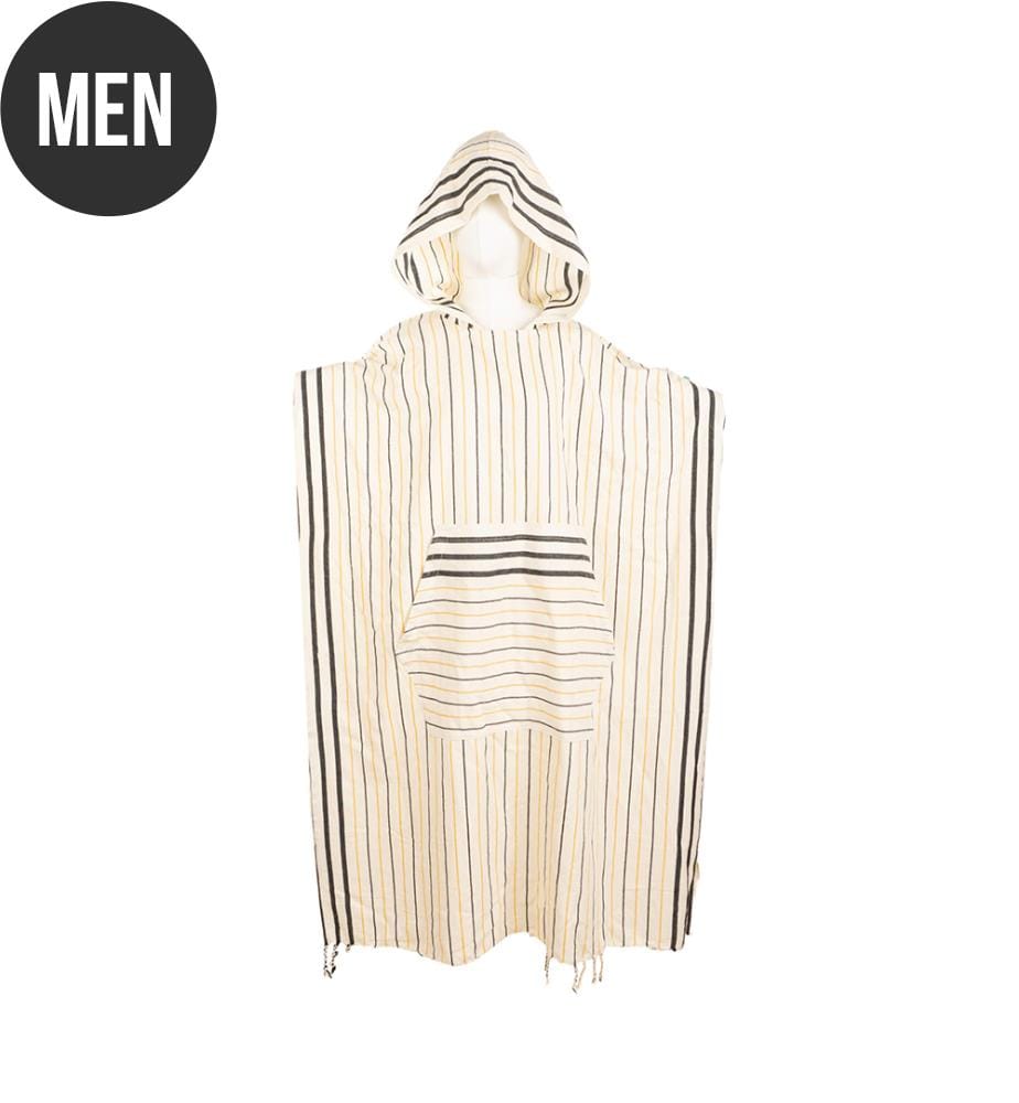 Herren-Poncho mit Kapuze, 110 x 85 cm – Beige/Gelb