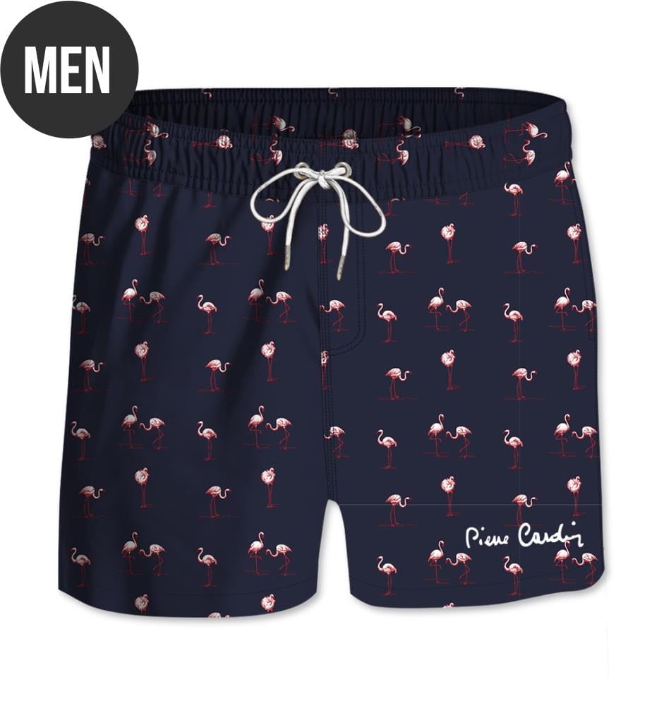Boardshort avec ceinture tout élastiquée Basic- Bleu Marine et Rose