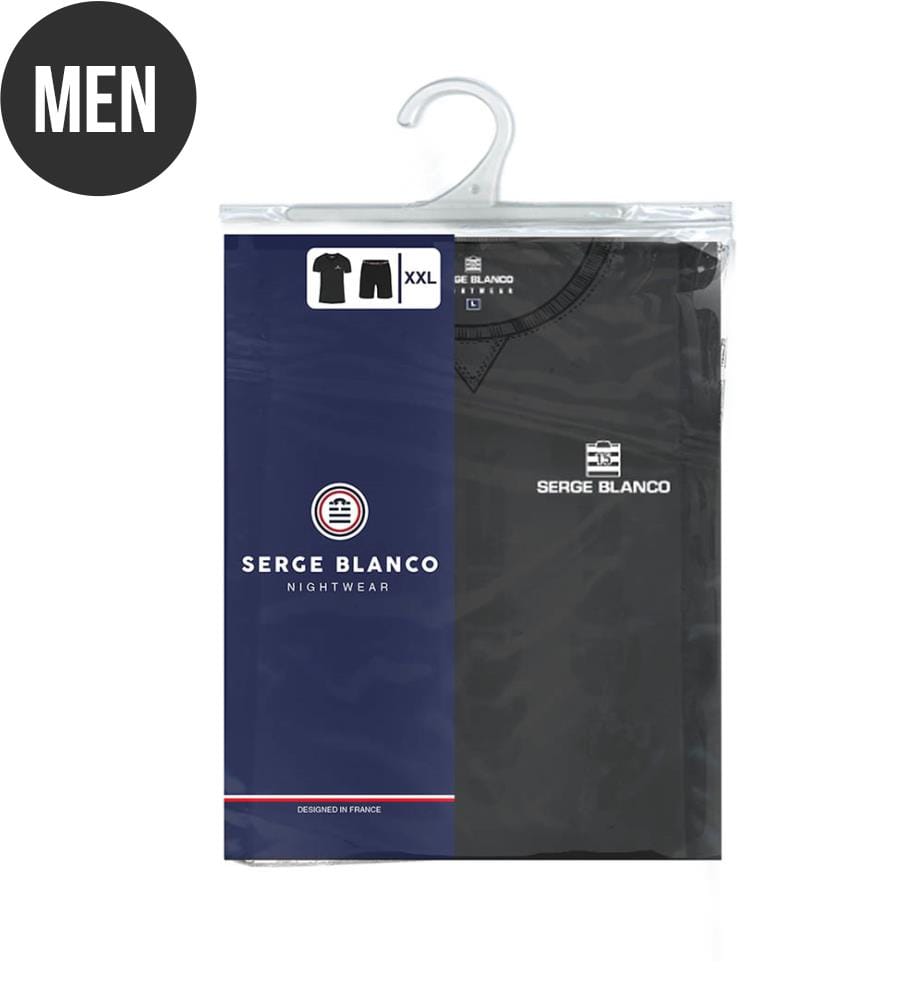 Set Kurzer Pyjama Tshirt Rundhalsausschnitt Mann aus Baumwolle - Blau