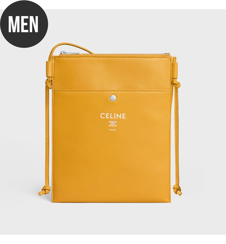 Ava-Clutch aus Lammleder – Sonnenblumengelb und Weiss