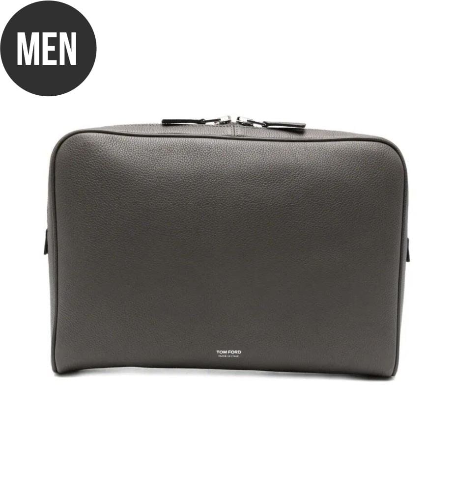 Accessoires pour pochettes en cuir grainé souple, ligne Minimal - Gris fumé