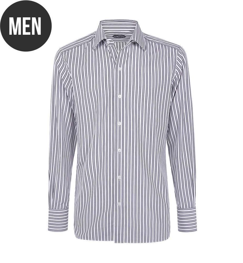 Camicia slim fit a righe alternate - Bianco e nero