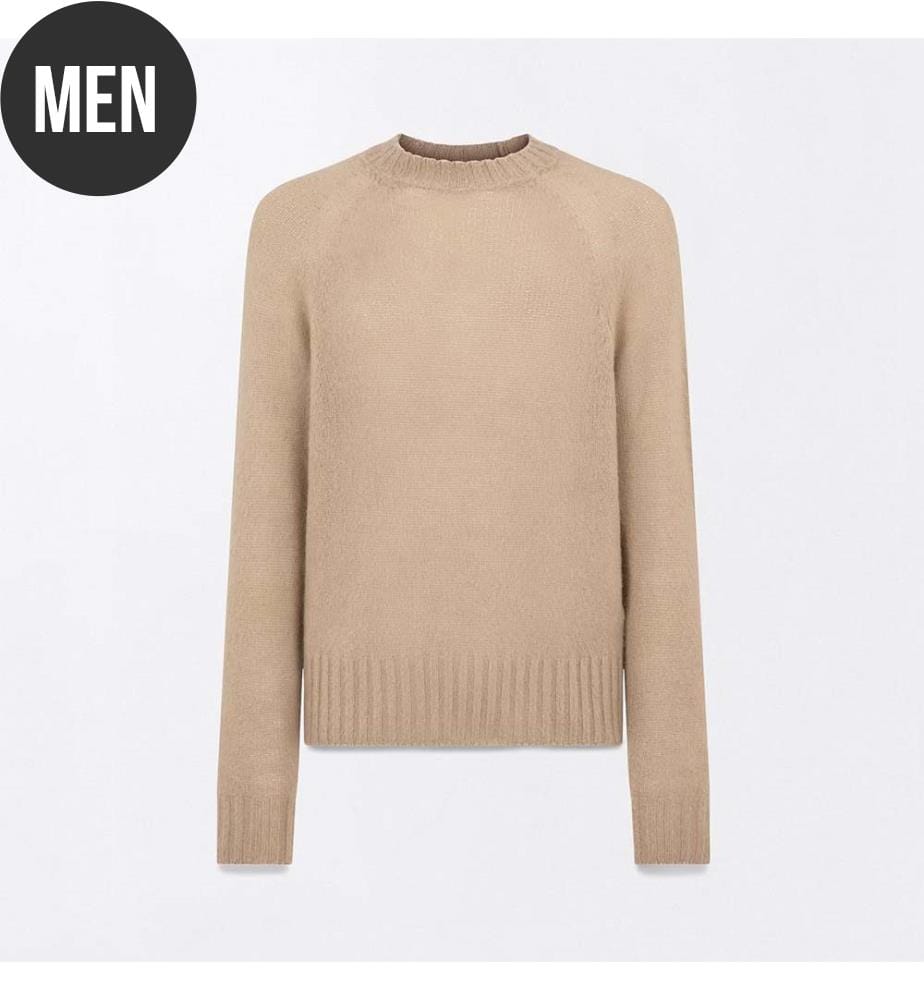 Maglione a girocollo in cashmere spazzolato senza cuciture - Taupe chiaro