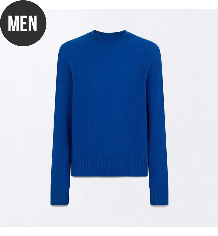 Maglione a collo tondo in cashmere spazzolato senza cuciture - Blu di Prussia