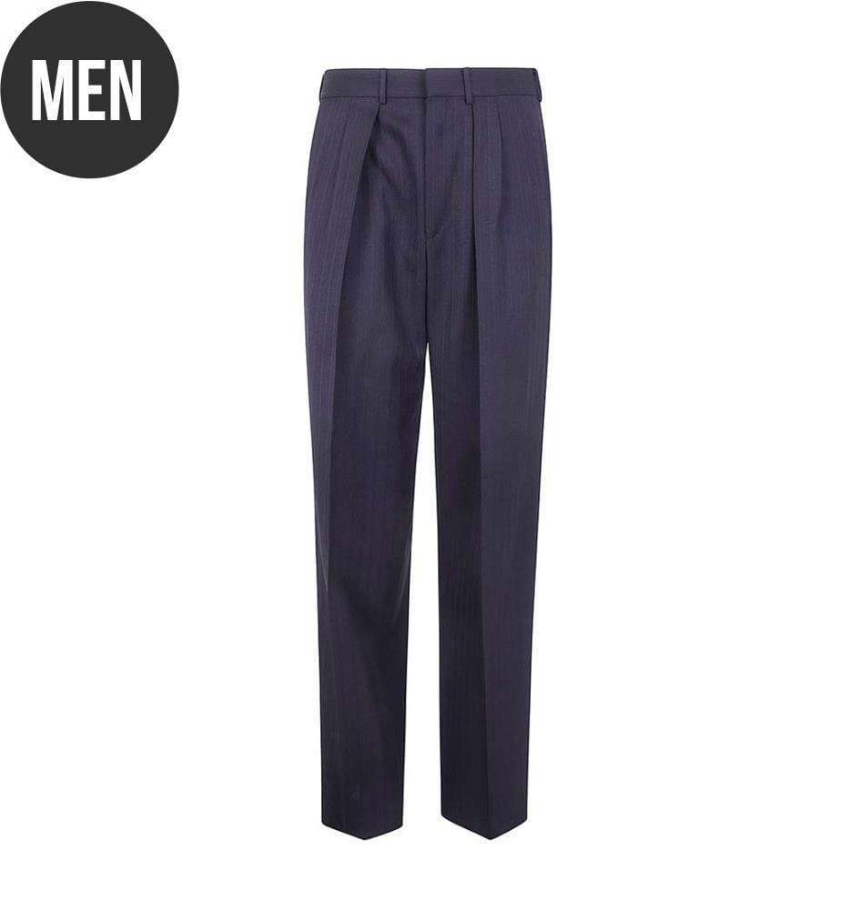 Pantaloni a doppia piega con righe satinate - Nero