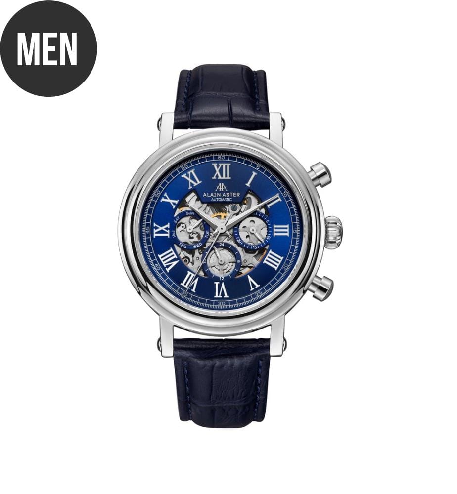 Automatische Skelett-Uhr - Blau
