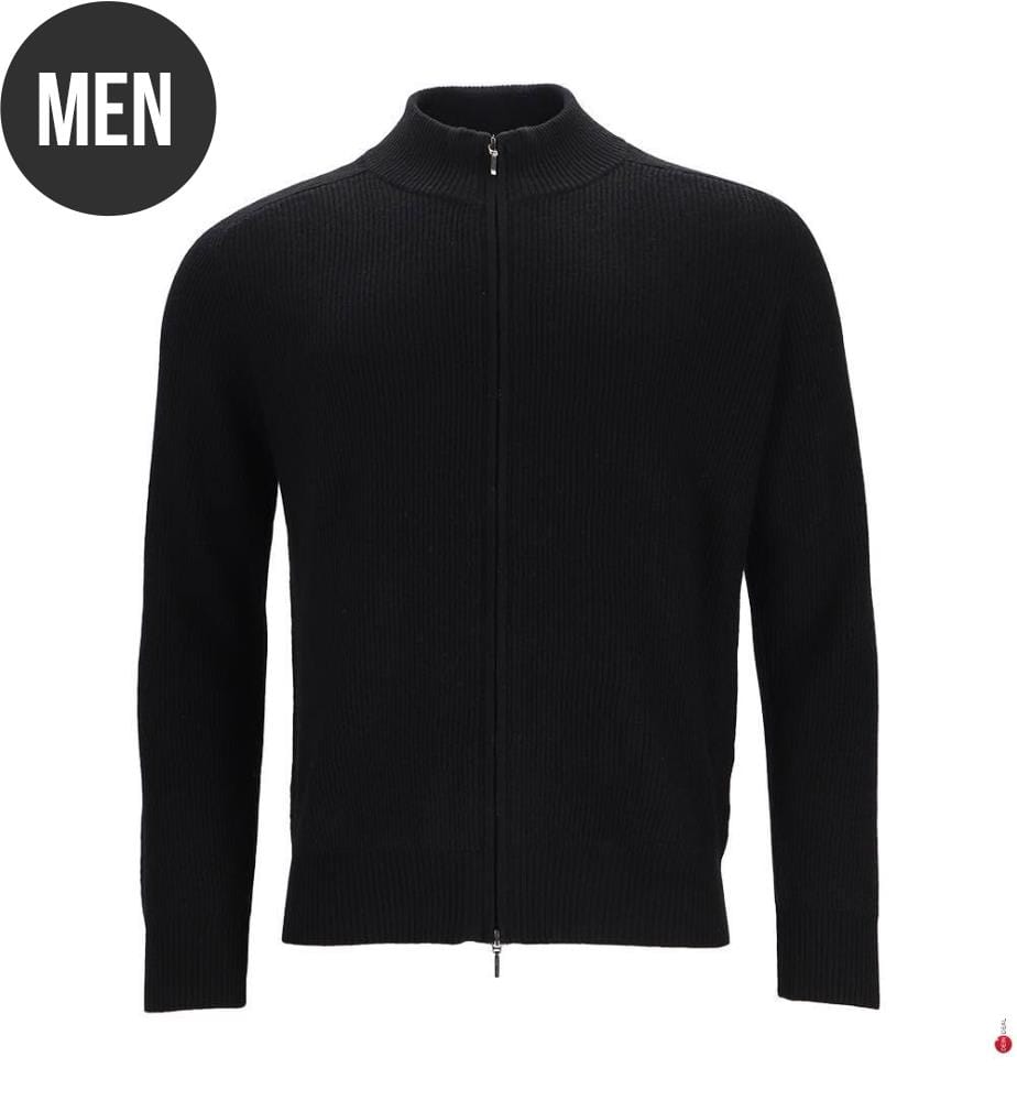 Strickjacke mit Reissverschluss – Schwarz