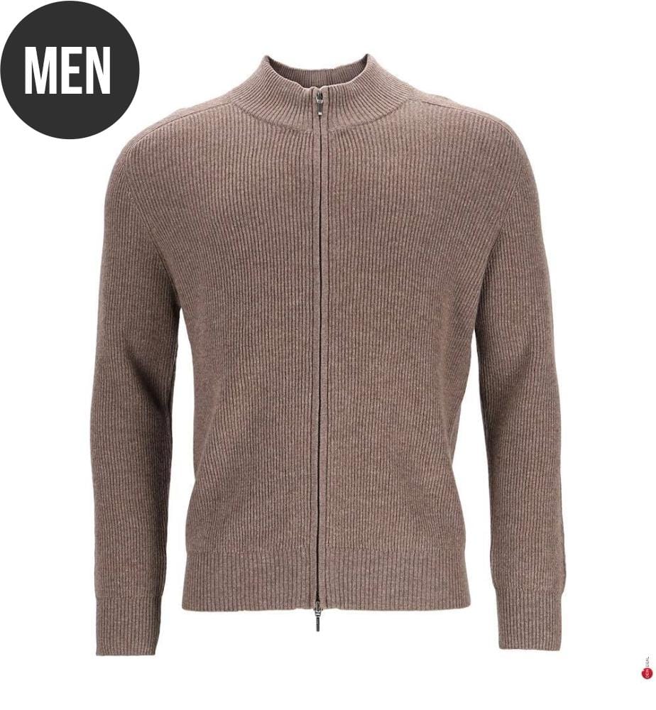 Strickjacke mit Reissverschluss – Braun