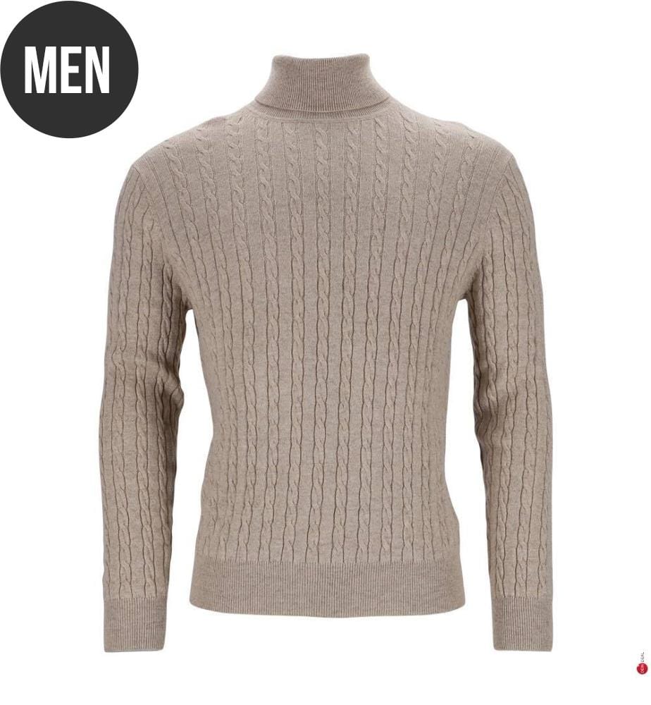 Rollkragenpullover – Naturbeige meliert