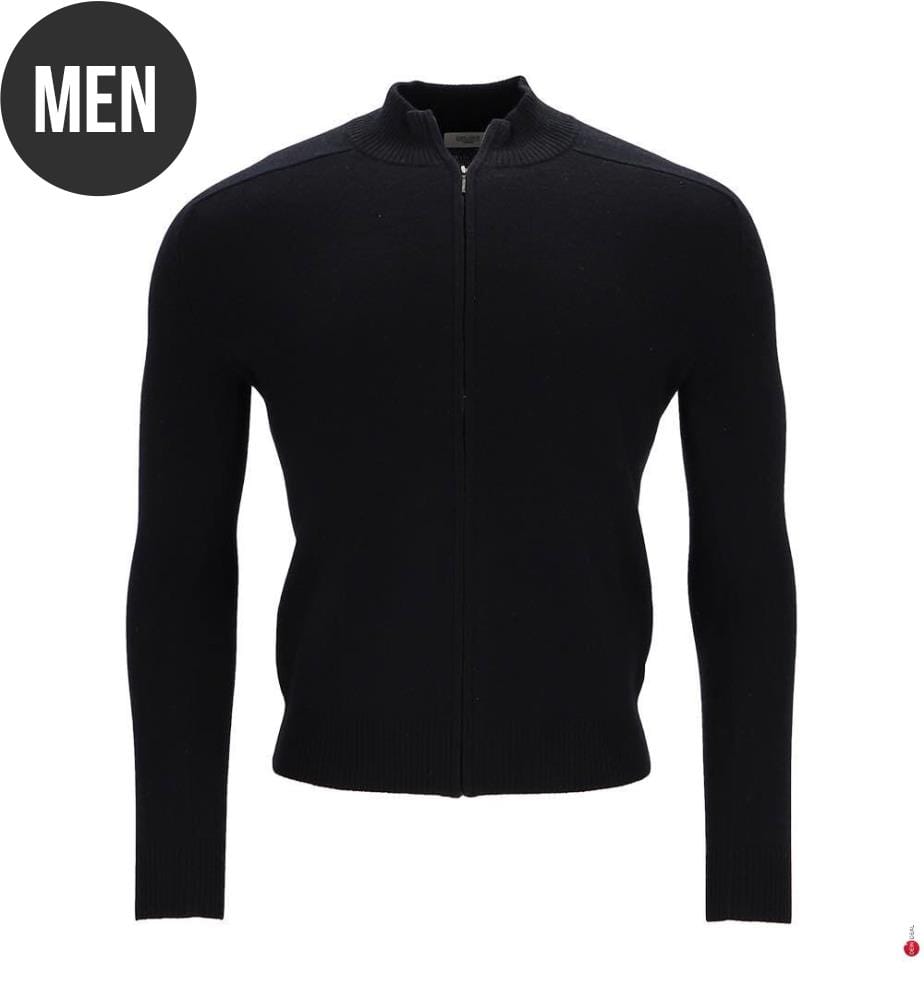 Langärmelige Strickjacke mit Reissverschluss – Schwarz